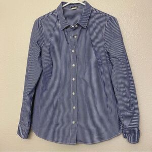 J Crew blue button up Blouse micro pinstripe professional office blouse top S